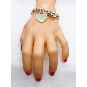 Tiffany & Co Sterling Silver 925 Blank Heart Toggle Bracelet 8"